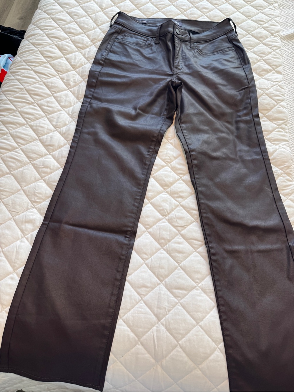 NYDJ Women’s Black Wide-Leg Faux-Leather Pants